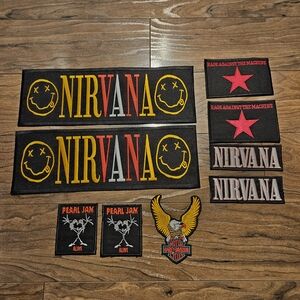 Vintage Lot Of Band Logo Patches Set Of 8 & 1 Harley Davidson Patch